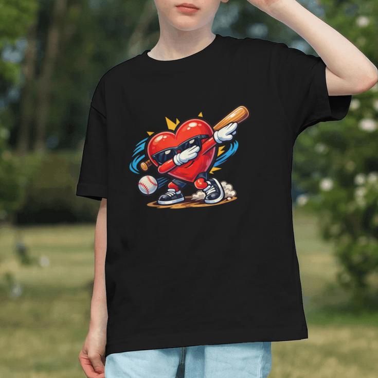 Valentines Day Baseball Dabbing Red Heart Love Boys Graphic Youth Valentines Day Baseball Dabbing Red Heart Love Boys Graphic Youth