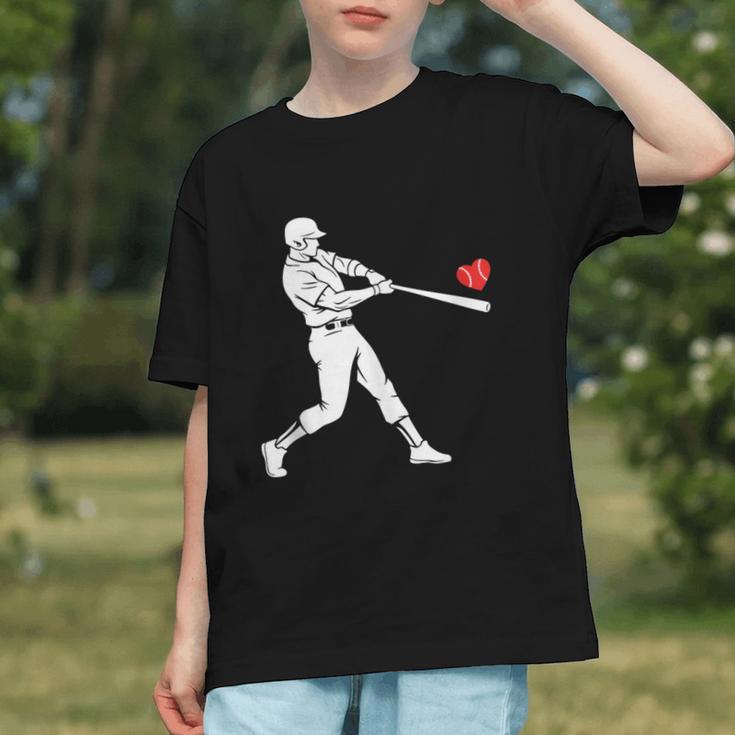 Valentines US Baseball Player Silhouette Heart Graphic Youth Valentines US Baseball Player Silhouette Heart Graphic Youth