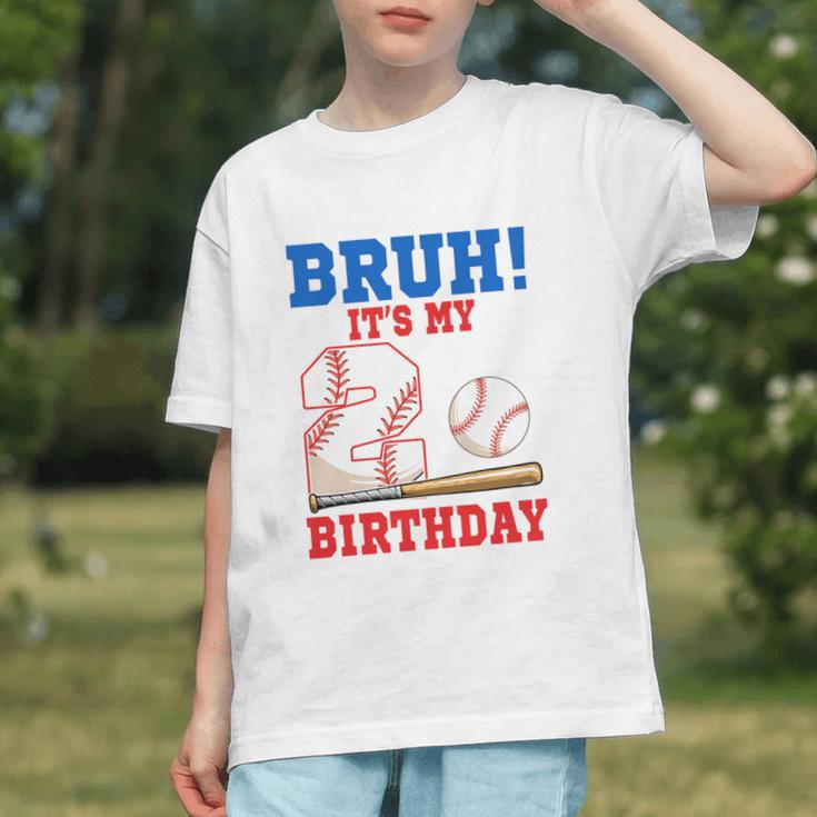Bruh It's My 2nd Birthday Boy Baseball Themed Party Graphic Youth Bruh It's My 2nd Birthday Boy Baseball Themed Party Graphic Youth