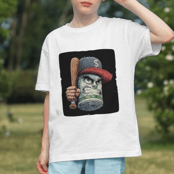 Cool Dollar Bill Guy With Cap And Baseball Costume Premium Tri-Blend Graphic Youth