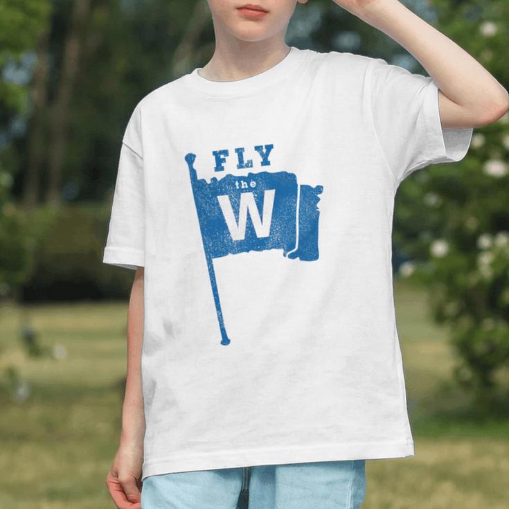 Fly The W Chicago Baseball Winning Flag Distressed Premium Tri-Blend Graphic Youth