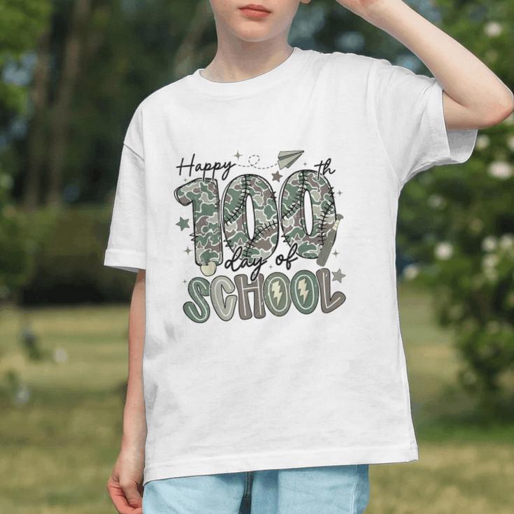 Happy 100th Day Of School Baseball Camo Boys Kids Toddler Graphic Youth