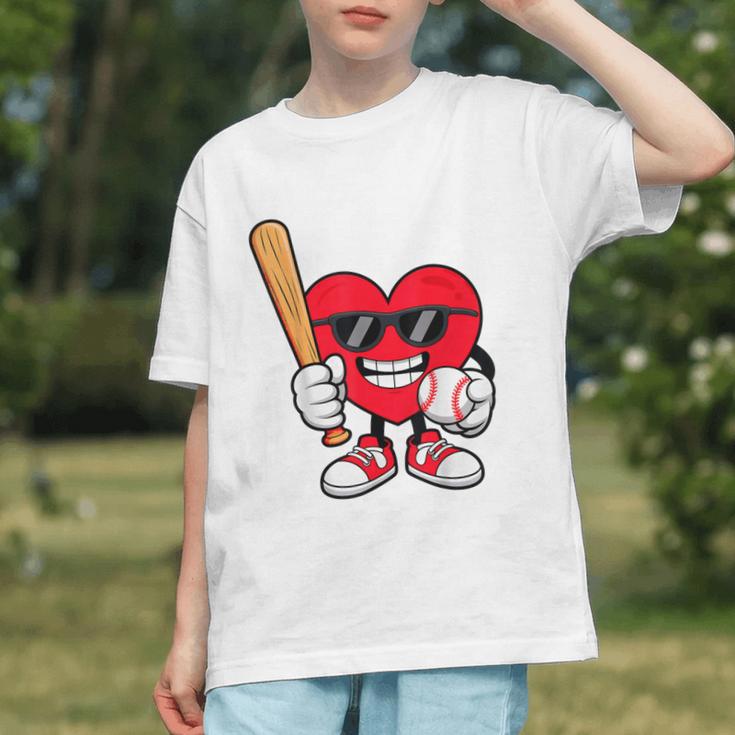 Heart Playing Baseball Valentines Day Graphic Youth