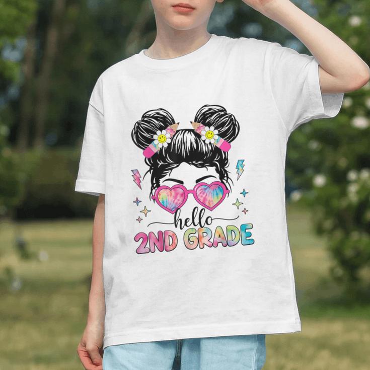Hello 2nd Grade Messy Bun Girl Back To School First Day Graphic Youth Hello 2nd Grade Messy Bun Girl Back To School First Day Graphic Youth