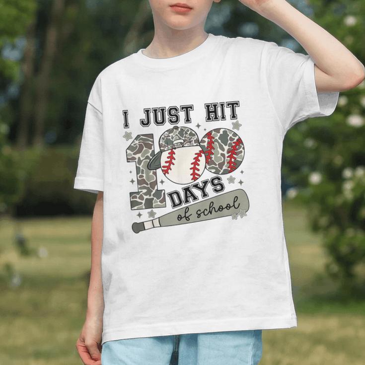 I Just Hit 100 Days Of School Teacher Baseball Boys Kids Graphic Youth I Just Hit 100 Days Of School Teacher Baseball Boys Kids Graphic Youth