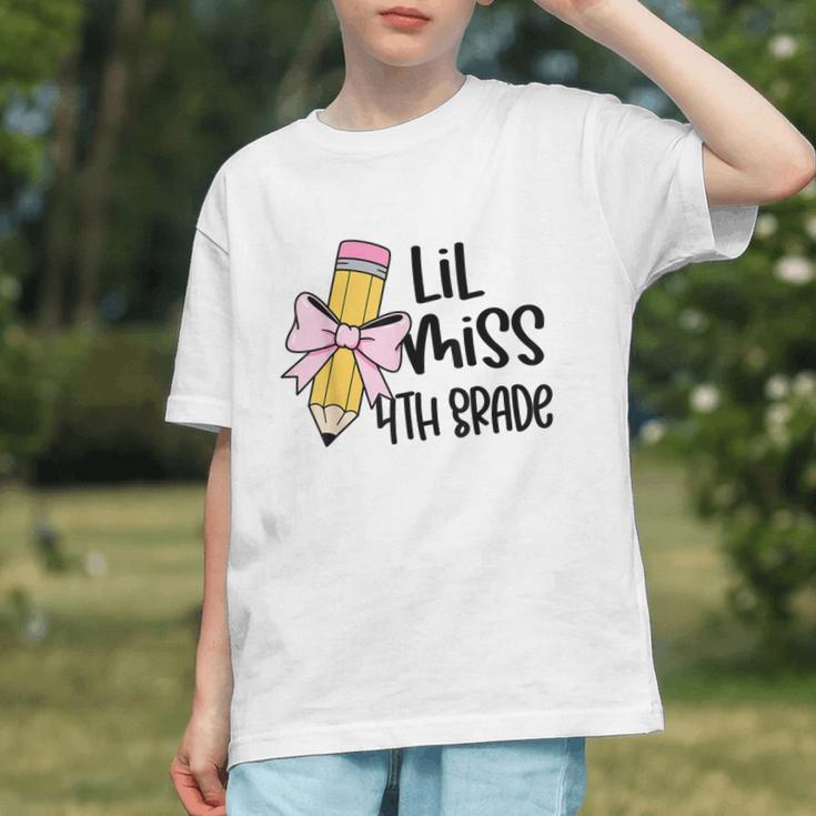 Lil Miss 4th Grade Coquette Bow Pencil Back To School Girls Graphic Youth Lil Miss 4th Grade Coquette Bow Pencil Back To School Girls Graphic Youth