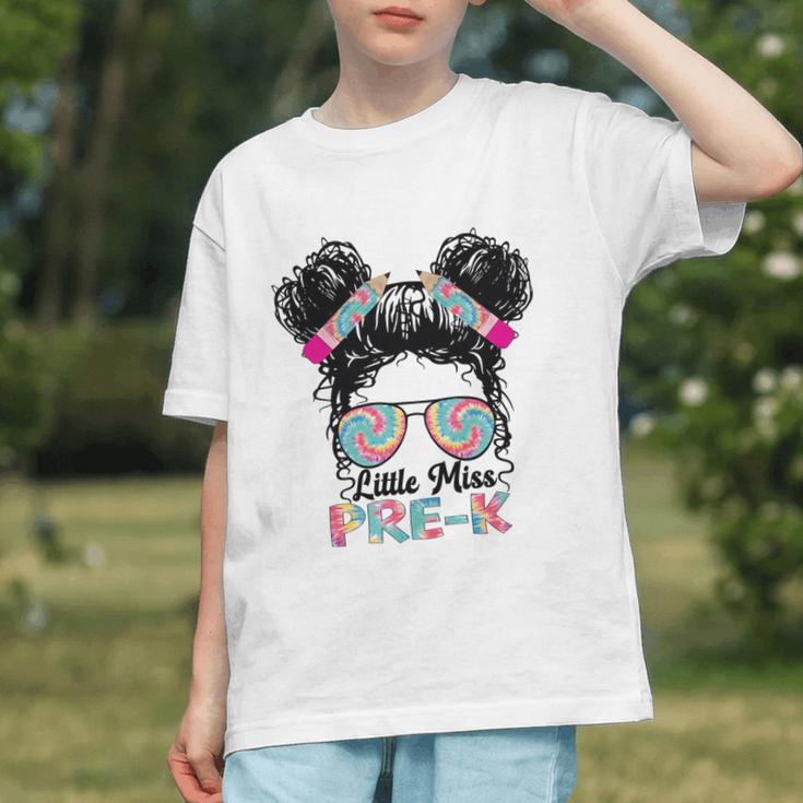 Little Miss Pre-K Messy Bun Back to School Youth T-shirt Little Miss Pre-K Messy Bun Back to School Youth T-shirt