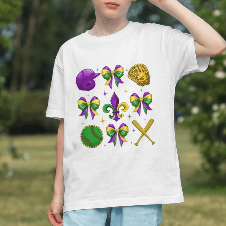 Mardi Gras Baseball Coquette Bow Fat Tuesday Parade Girls Graphic Youth Mardi Gras Baseball Coquette Bow Fat Tuesday Parade Girls Graphic Youth