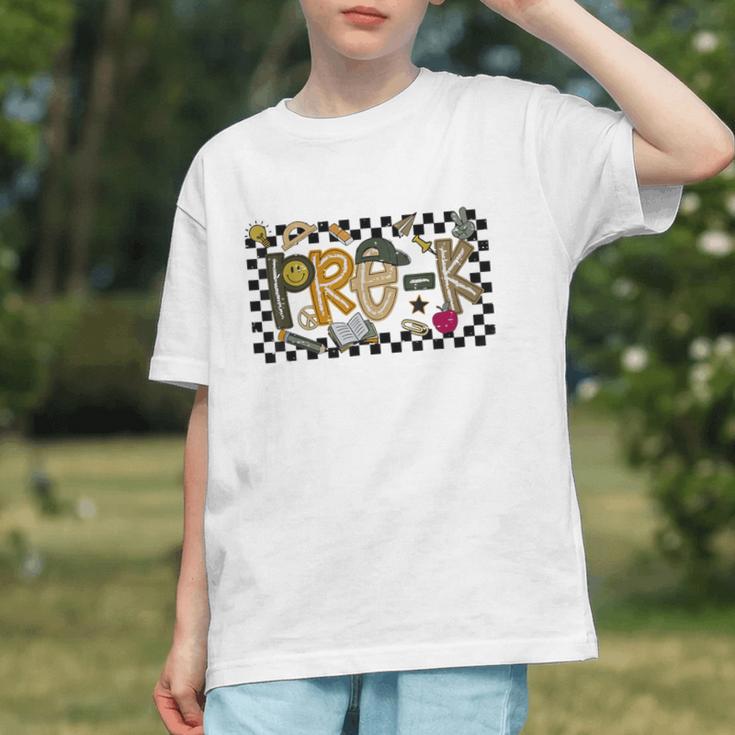 Pre-K Dude Retro Checkered Back to School Youth T-Shirt Pre-K Dude Retro Checkered Back to School Youth T-Shirt