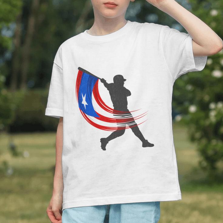 Puerto Rico Baseball Flag Player Boricua Heritage Sports Graphic Youth Puerto Rico Baseball Flag Player Boricua Heritage Sports Graphic Youth