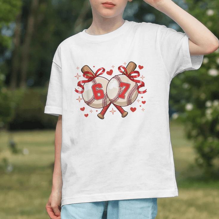 Six Seven 67 Meme Baseball Coquette Bow Valentine Graphic Youth Six Seven 67 Meme Baseball Coquette Bow Valentine Graphic Youth