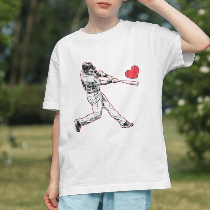 Valentines Baseball Batter Heart Player Silhouette Premium Tri-Blend Graphic Youth