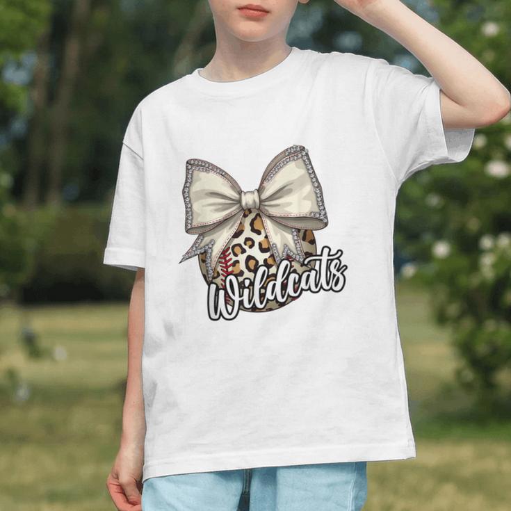 Wildcats Baseball Leopard Print Coquette Bow Mascot Game Day Graphic Youth