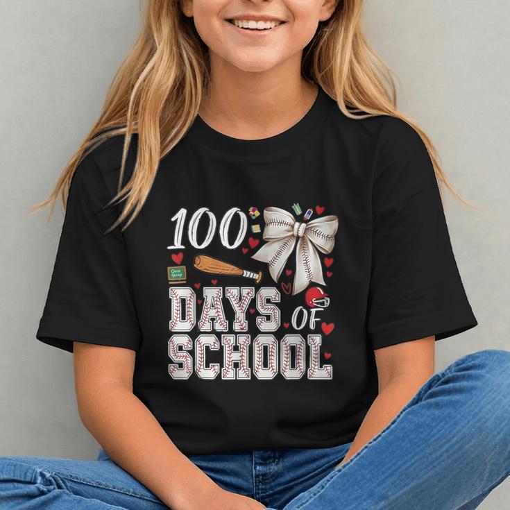100 Days Of School Baseball 100th Day Of School Coquette Bow Graphic Youth 100 Days Of School Baseball 100th Day Of School Coquette Bow Graphic Youth