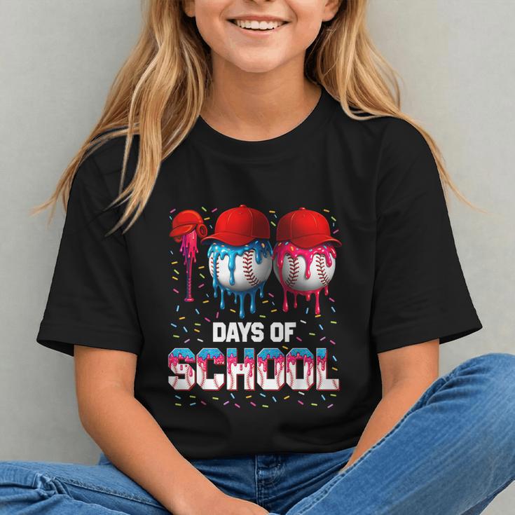 100 Days Of School Dripping Baseball 100th Day Teacher Boy Graphic Youth