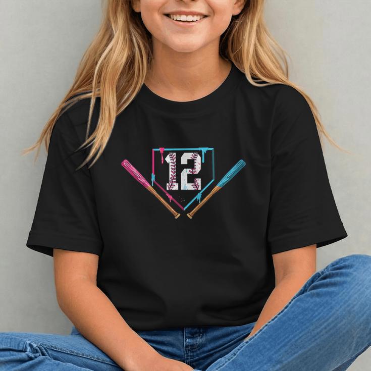 12th Birthday Baseball Ice Cream Drip 12 Years Old Boy Kids Graphic Youth