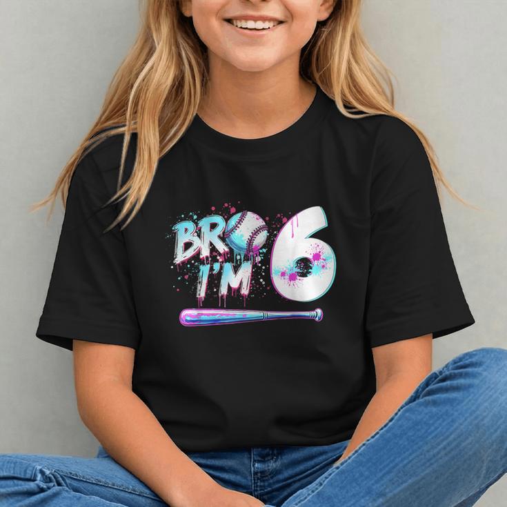 6th Birthday Boy Bro I'm 6 Year Old Baseball Ice Cream Drip Graphic Youth