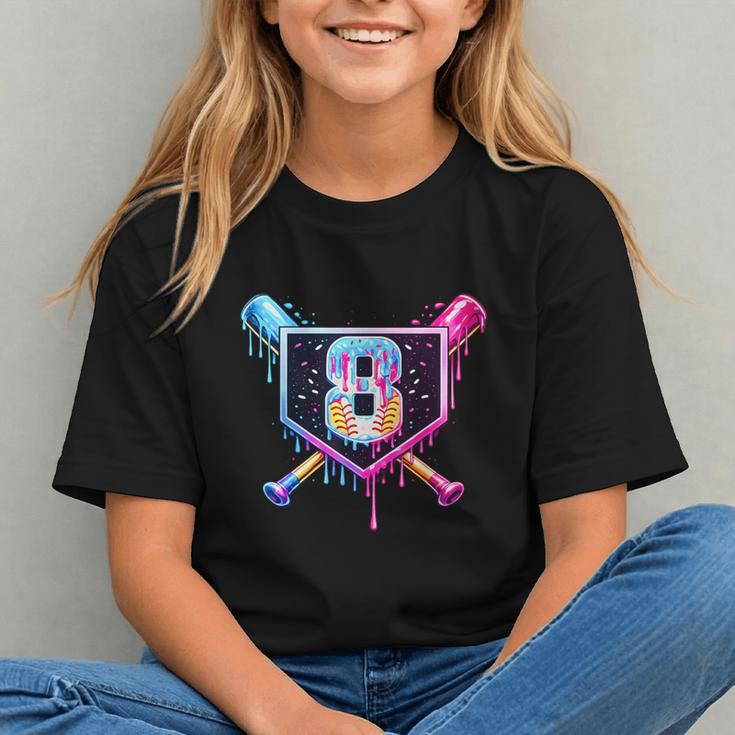 Baseball 8 Year Old Ice Cream Drip 8th Birthday Party Graphic Youth Baseball 8 Year Old Ice Cream Drip 8th Birthday Party Graphic Youth