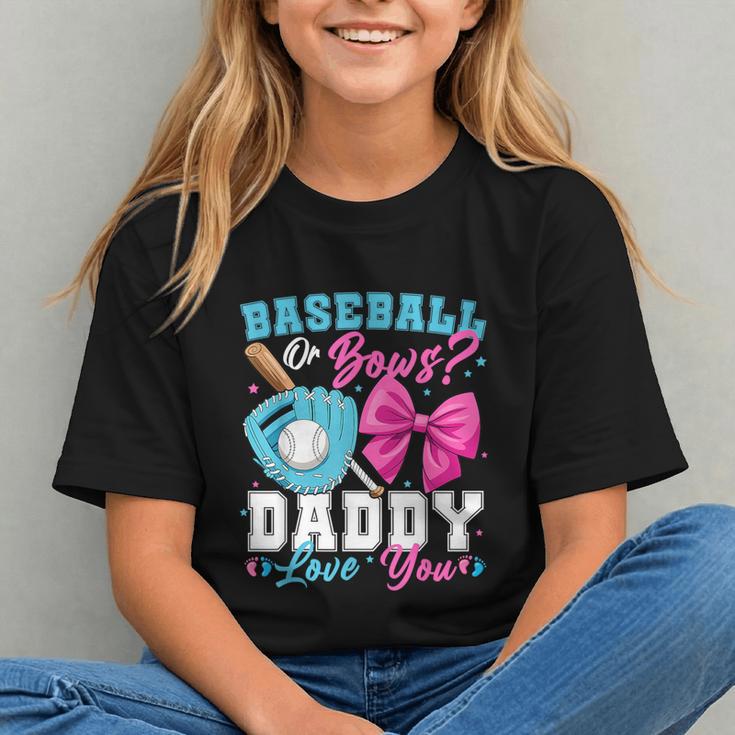 Baseball Or Bows Daddy Loves You Gender Reveal Family Graphic Youth