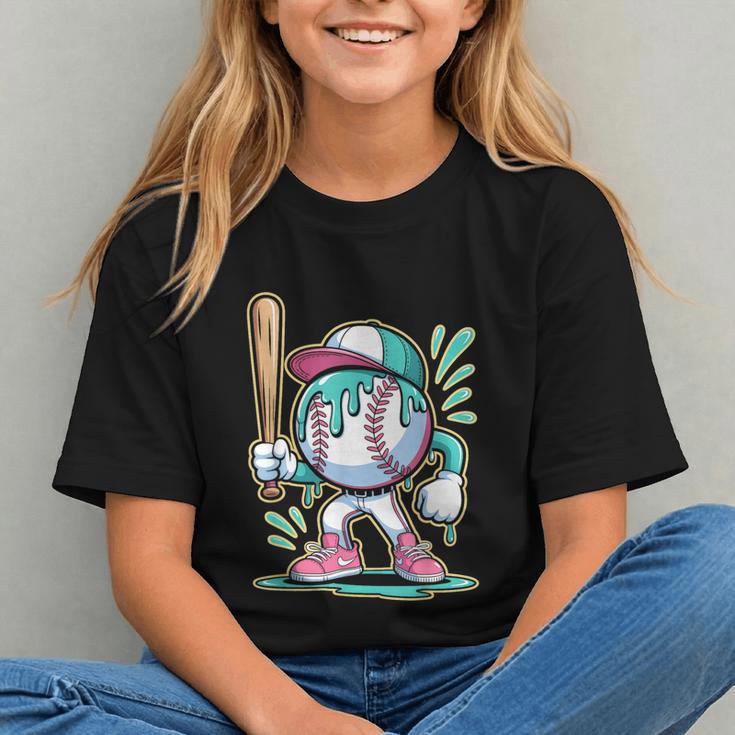 Baseball Character Cartoon Batter Drip Style Women Men Graphic Youth Baseball Character Cartoon Batter Drip Style Women Men Graphic Youth