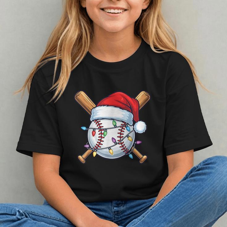 Baseball Christmas Lights Santa Christmas Baseball Player Graphic Youth