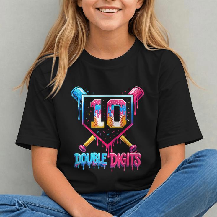 Baseball Drip 10th Birthday Boy Double Digits Ice Cream Drip Graphic Youth