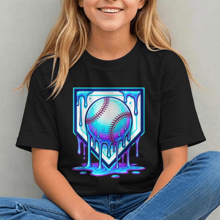 Baseball Drip Ice Cream Blue Glow Melt Ball Graphic Graphic Youth Baseball Drip Ice Cream Blue Glow Melt Ball Graphic Graphic Youth