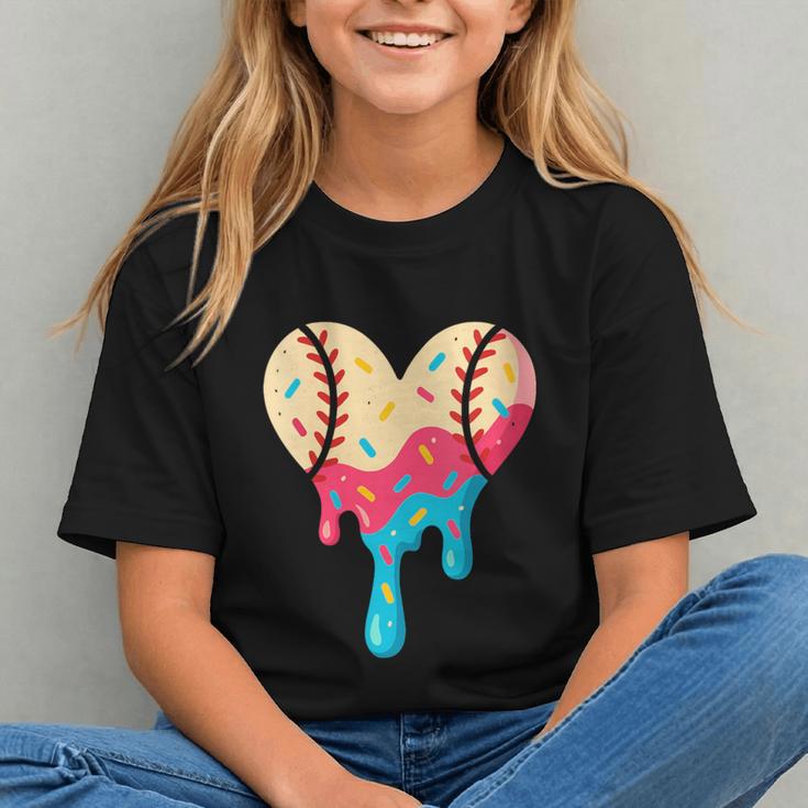 Baseball Drip Melting Ice Cream Baseball Heart Boys Girls Graphic Youth
