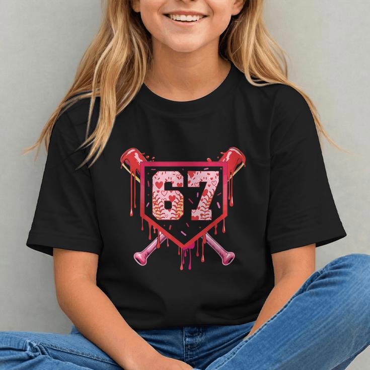 Baseball Ice Cream Drip Number 67 Meme Valentine Couple Love Graphic Youth
