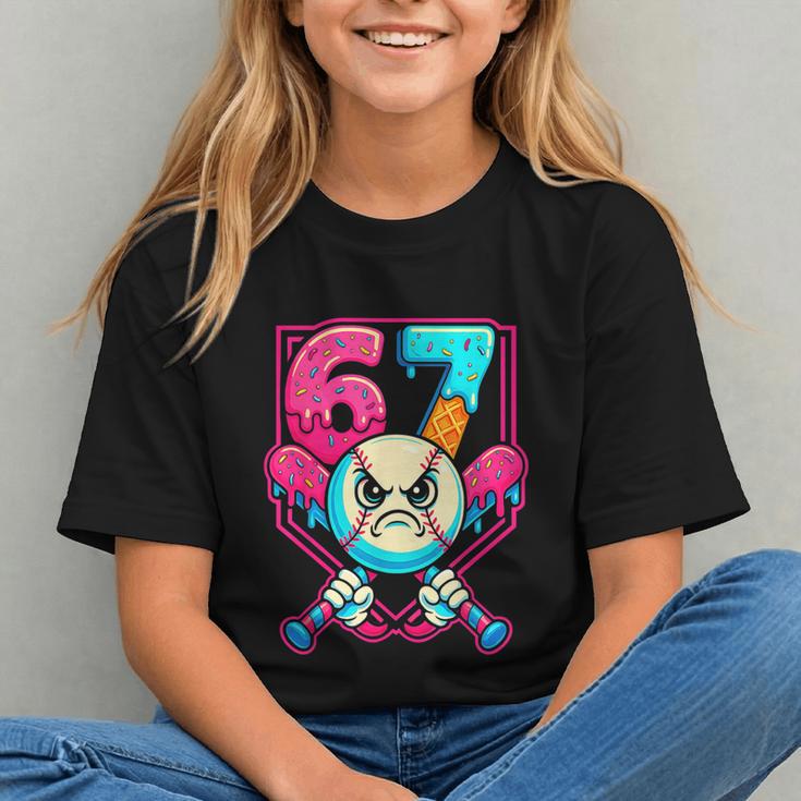 Baseball Ice Cream Drip Number 67 Six Seven Meme 67 Graphic Youth