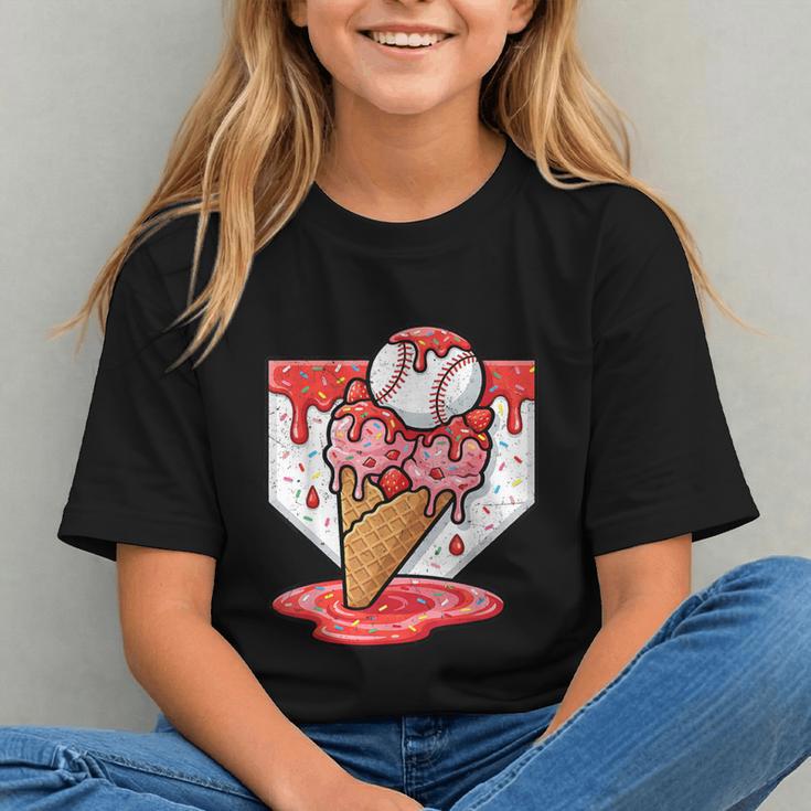 Baseball Ice Cream Drip Baseball Strawberry For Youth Red Graphic Youth Baseball Ice Cream Drip Baseball Strawberry For Youth Red Graphic Youth