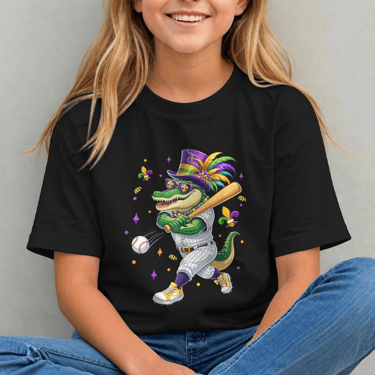 Baseball Player Mardi Gras Alligator Carnival Costume Beads Graphic Youth Baseball Player Mardi Gras Alligator Carnival Costume Beads Graphic Youth