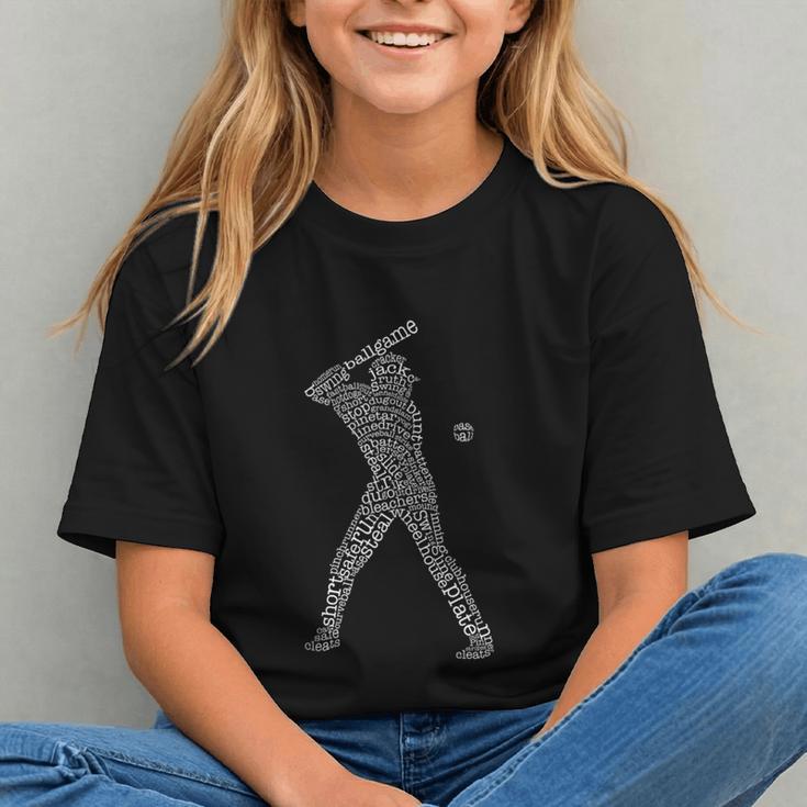 Baseball Player Typography Word Art Graphic Youth