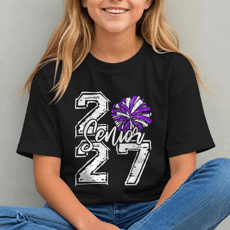 Class Of 2027 Cheer Purple Senior 2027 Back To School Graphic Youth