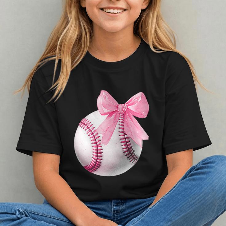 Cute Coquette Baseball Pink Bow Player & Fan Girls Graphic Youth