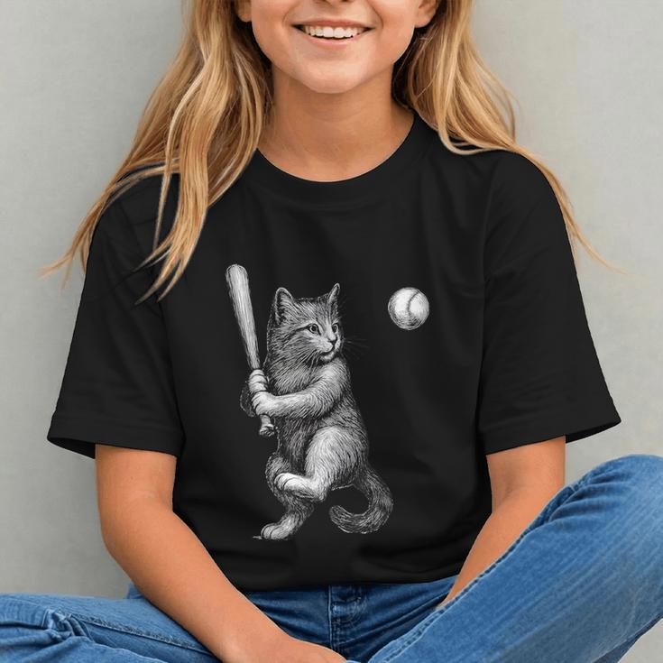 Cute Kitten Playing Baseball Hitter Bat Cool Baseball Cat Graphic Youth Cute Kitten Playing Baseball Hitter Bat Cool Baseball Cat Graphic Youth