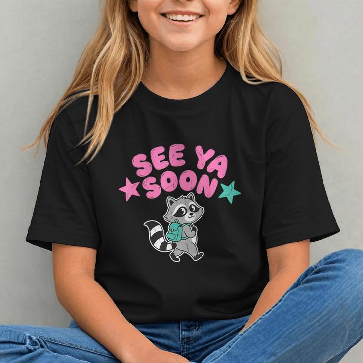 Cute Raccoon Chasing Summer Away Back to School Youth T-shirt Cute Raccoon Chasing Summer Away Back to School Youth T-shirt