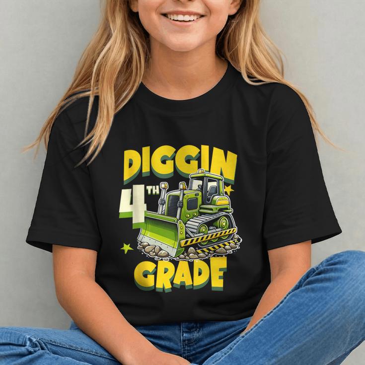Digging Into 4th Grade! Bulldozer Back to School Youth T-Shirt