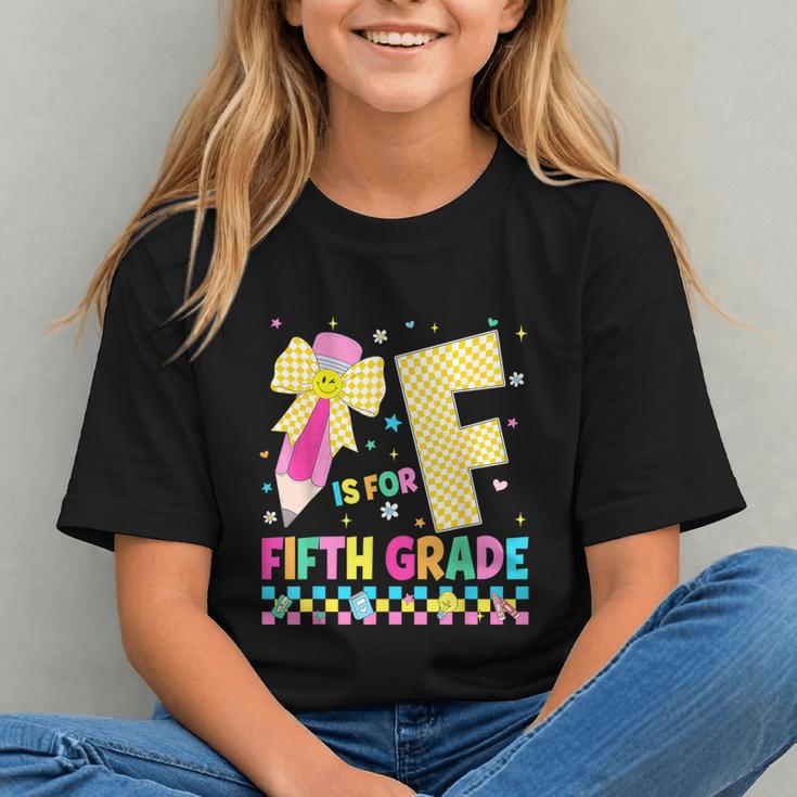 F Is For Fifth Grade Back To School Pencil Bow 5th Grade Kid Graphic Youth