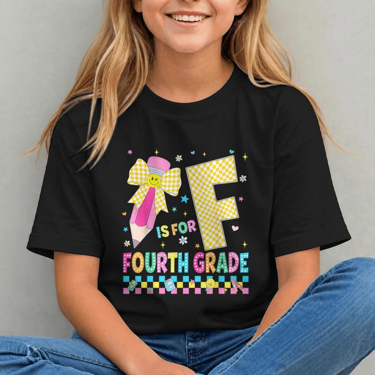 F Is For Fourth Grade Back To School Pencil Bow 4th Grade Graphic Youth F Is For Fourth Grade Back To School Pencil Bow 4th Grade Graphic Youth