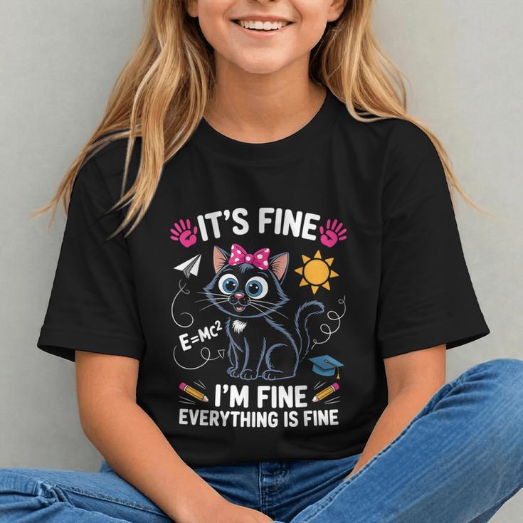 Frazzled Cat Everything is Fine Back to School Youth T-Shirt