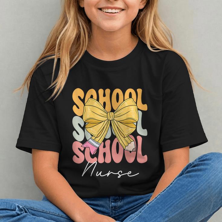 Groovy Bows & Care! Cute School Nurse Back to School Youth T-shirt Groovy Bows & Care! Cute School Nurse Back to School Youth T-shirt