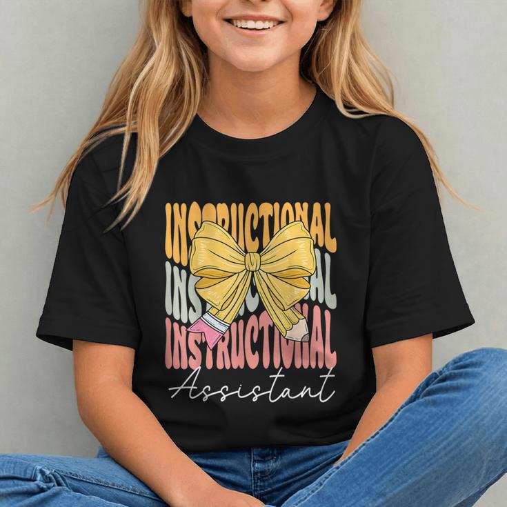 Groovy Instructional Assistant Coquette Bow Back to School Youth T-Shirt Groovy Instructional Assistant Coquette Bow Back to School Youth T-Shirt