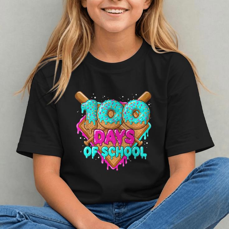 Happy 100 Days Of School Costume Baseball Drip Ice Cream Graphic Youth Happy 100 Days Of School Costume Baseball Drip Ice Cream Graphic Youth