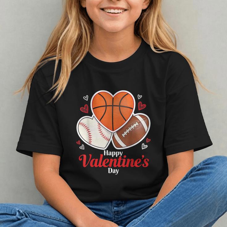 Happy Valentine’s Basketball Football Valentine Baseball Graphic Youth