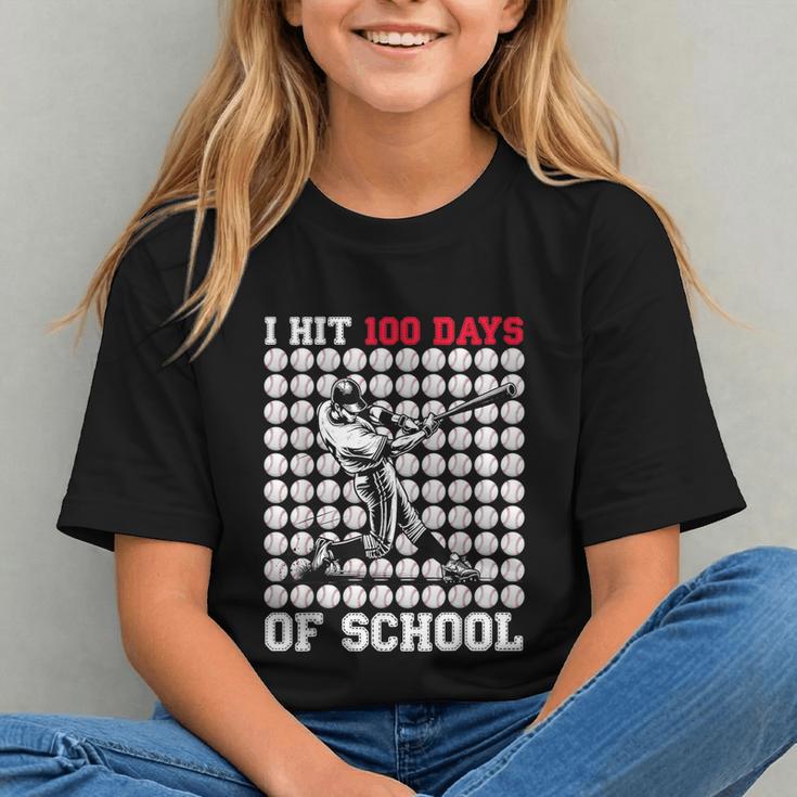I Hit 100 Days Of School Baseball 100th Day Boys Kids Graphic Youth