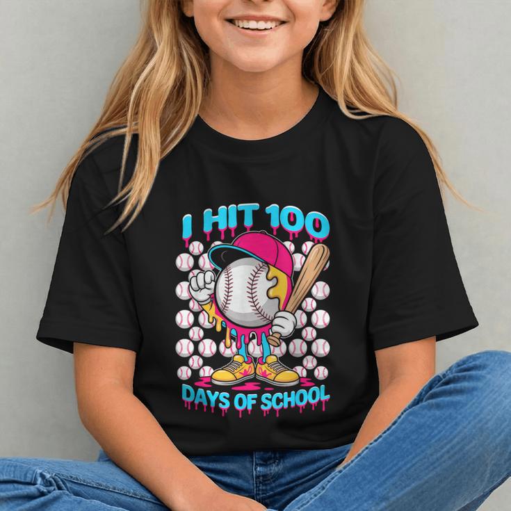 I Hit 100 Days Of School Baseball Ice Cream Drip Graphic Youth I Hit 100 Days Of School Baseball Ice Cream Drip Graphic Youth