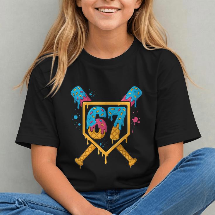 HUGvyn 67 Baseball Ice Cream Drip Six Seven Genz Alpha Slang Graphic Youth