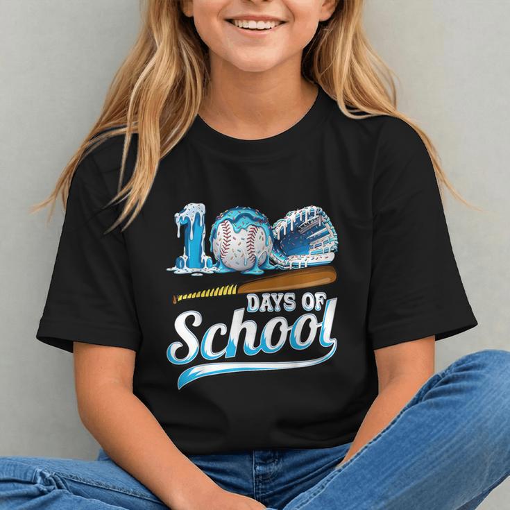 Kid 100 Days Of School Drip Baseball Ice Cream 100th Day Boy Graphic Youth
