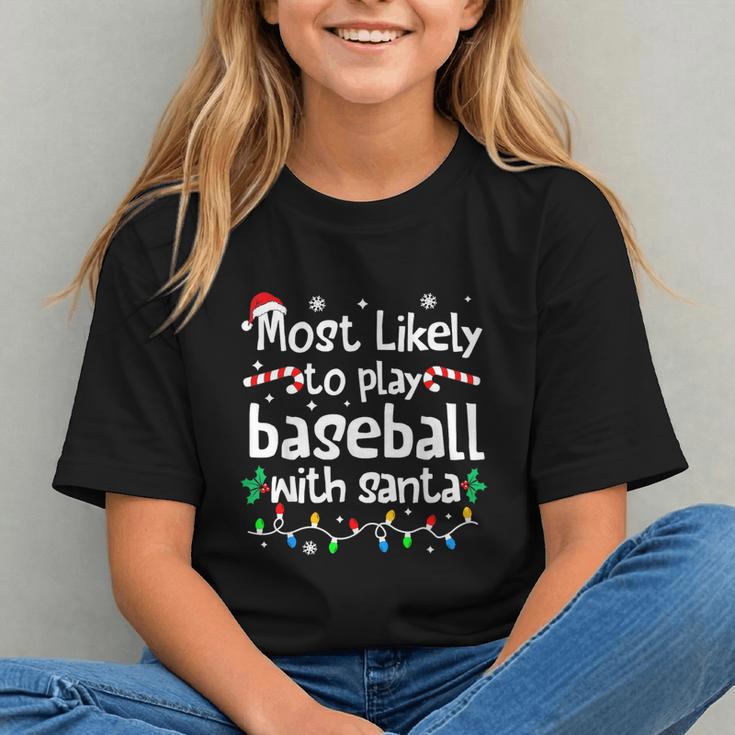 Most Likely To Play Baseball With Santa Christmas Matching Graphic Youth Most Likely To Play Baseball With Santa Christmas Matching Graphic Youth